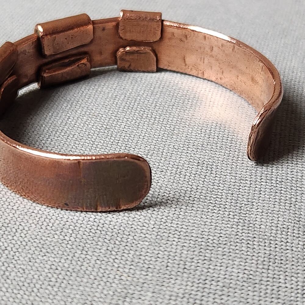 Handcrafted Copper Cuff Bracelet Statement Hammer… - image 6